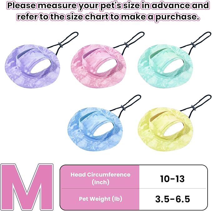 Dog Bucket hat,cat hat, Bucket hat for Dogs with Ear Holes, Bucket hat for Dogs,Hats for Cats,Cat Sun hat Keep Your Pets Sun-Protected, Cool, Stylish and Beautiful. (Pink, M)