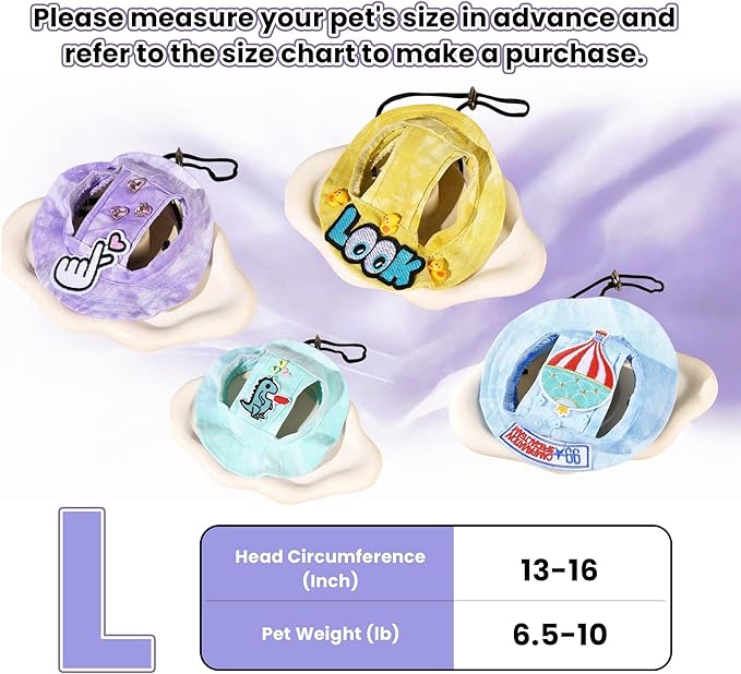 Dog Bucket hat,cat hat, Bucket hat for Dogs with Ear Holes, Bucket hat for Dogs,Hats for Cats,Cat Sun hat Keep Your Pets Sun-Protected, Cool, Stylish and Beautiful. (Yellow&Pattern, L)