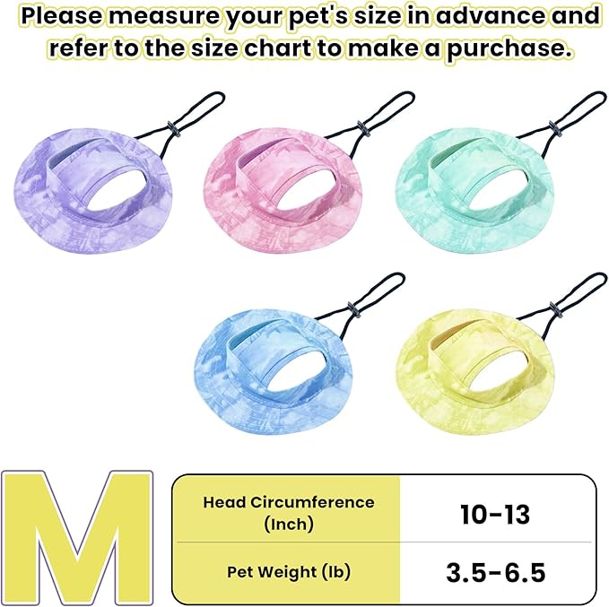 Dog Bucket hat,cat hat, Bucket hat for Dogs with Ear Holes, Bucket hat for Dogs,Hats for Cats,Cat Sun hat Keep Your Pets Sun-Protected, Cool, Stylish and Beautiful. (Yellow, M)