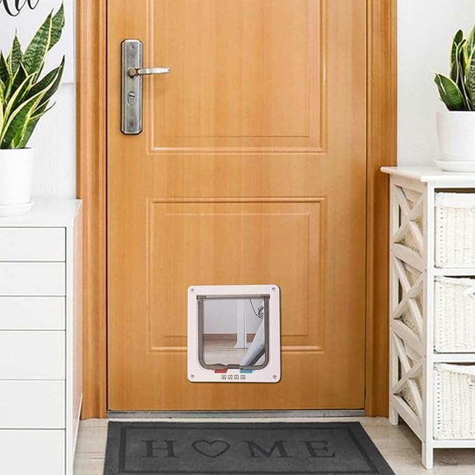 Elevon Cat Door for Windows, 4 Way Locking Cat Flap for Thin Door and Wall, Weatherproof ABS Pet Door for Cats & Small Doggie
