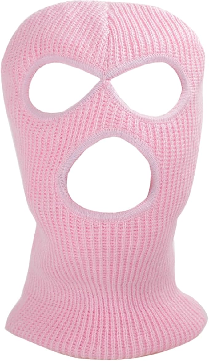 HOWWFALY Dog Halloween Christmas Costume Ear Muffs Noise Protection Knitted Dogs Ears Warm Hats Dog Robbers & Thieves Mask Funny Pet Cosplay for Medium Large Dog(Pink Mask)