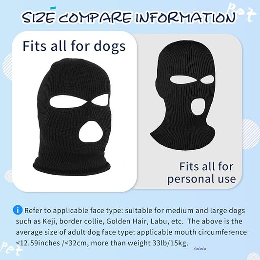 HOWWFALY Dog Halloween Christmas Costume Ear Muffs Noise Protection Knitted Dogs Ears Warm Hats Dog Robbers & Thieves Mask Funny Pet Cosplay for Medium Large Pets(Black Mask)