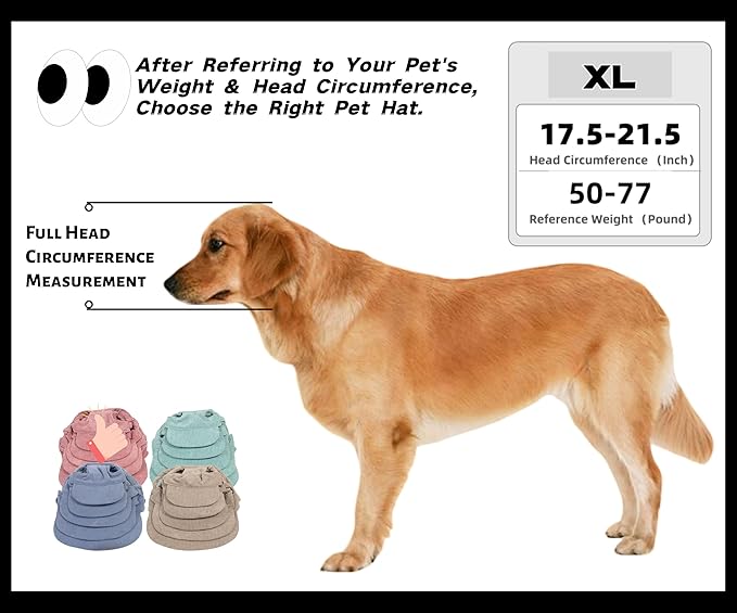 Pet Baseball Cap with Ear Holes - Multi-Color Sun Visor Hat for Dogs & Cats, Summer & Fall Beach Headwear for Puppies & Kittens (Pink, XL)