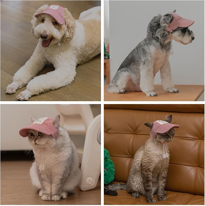 Pet Dog Baseball Cap, Cat Hat, Cat Dog Sun Cap with Ear Holes, Adjustable Puppy Outdoor Sun Hat (Pink, X-Large)