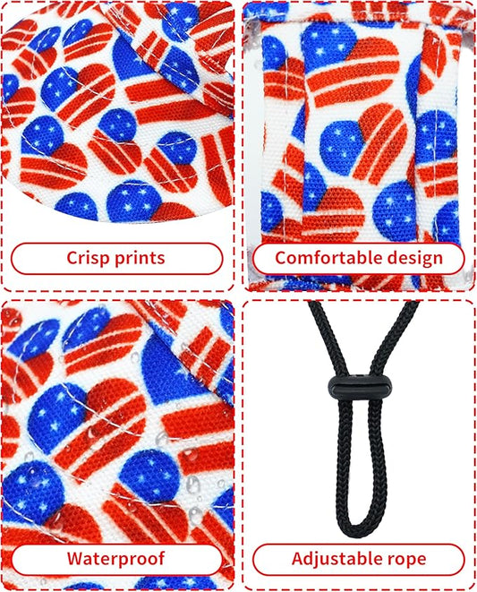 PET SHOW 4th of July Dog Baseball Cap American Flag Dog Visors for Small Doggy Cats Waterproof Pet Sun Hats with Ear Holes Adjustable Drawstring Patriotic Boy Girl Puppy Hat- Independence Day/S
