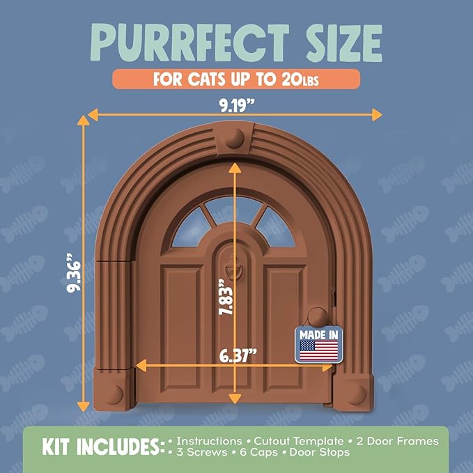 Purrfect Portal Meow Manor® Cat Door Interior Door - No-Flap, Fits Cats Up to 20 lbs, Easy DIY Setup, No Training Needed