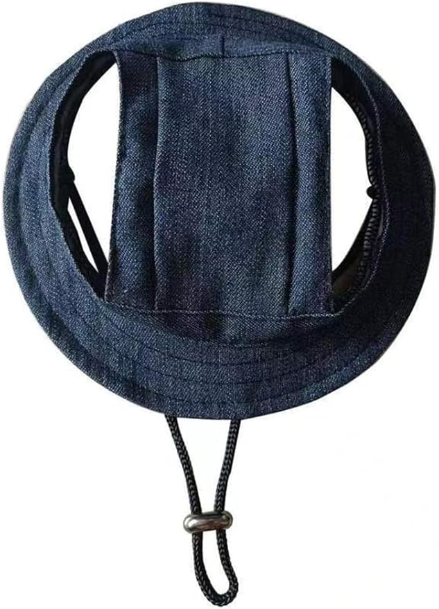 Round Brim Princess Hat Visor Hat Pet Dog Mesh Porous Sun Hat with Ear Holes for, Extra Dog Teddy, Pug, Chihuahua, Shih Tzu, Yorkshire Terriers, Papillon Z-2-jeans Blue Medium