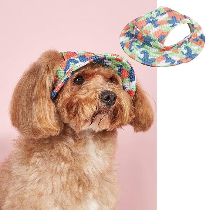 Round Brim Princess Hat Visor Hat Pet Dog Mesh Porous Sun Hat with Ear Holes for Small, Extra Small Dog Teddy, Pug, Chihuahua, Shih Tzu, Yorkshire Terriers, Papillon Z-1-armygreen S