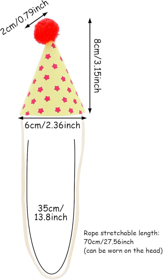 Tucnoeu 10pcs Colorful Mini Party Hats, Cute Dog Party Hats with Pom Poms for Kittens Rabbits Dogs and Stuffed Animals