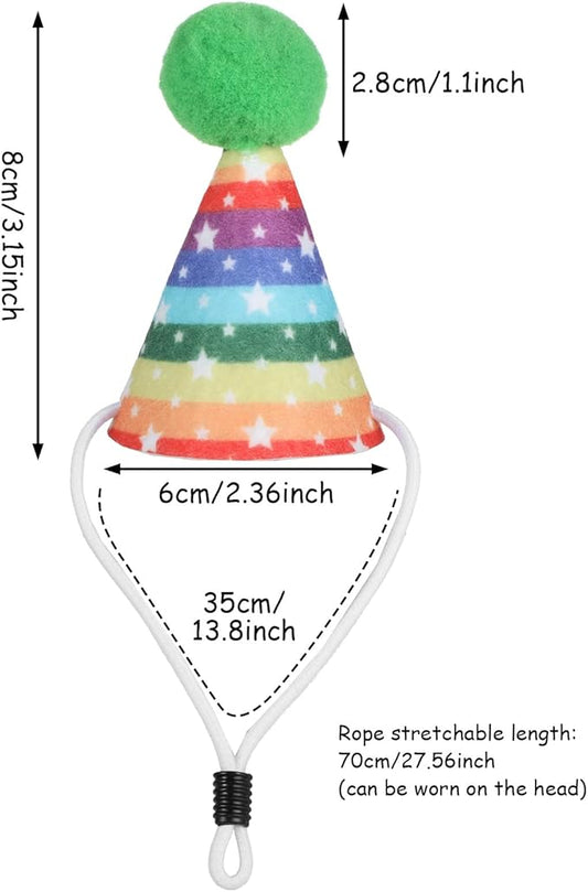 Tucnoeu 10pcs Colorful Mini Party Hats, Cute Dog Party Hats with Pom Poms for Kittens Rabbits Dogs and Stuffed Animals