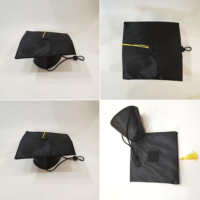 1 Piece Black Pet Graduation Hat with Yellow Tassel Pet Graduation Costume Apparel for Photo Prop Costume for Dogs Cats Holiday Accessory