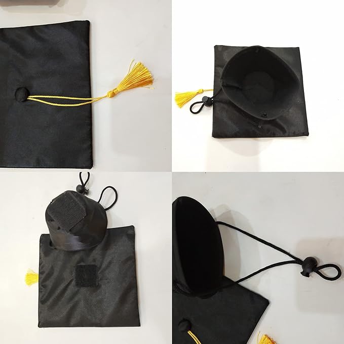 1 Piece Black Pet Graduation Hat with Yellow Tassel Pet Graduation Costume Apparel for Photo Prop Costume for Dogs Cats Holiday Accessory