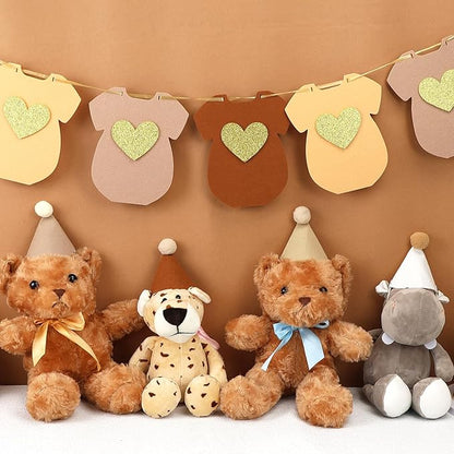 12 Pack Mini Party Hats for Stuffed Animals, Brown Mini Hats with Pom Poms for Dolls Dog Birthday Party Hats for Dog Cat Pet Birthday Decoration Boho Autumn DesignDecorations