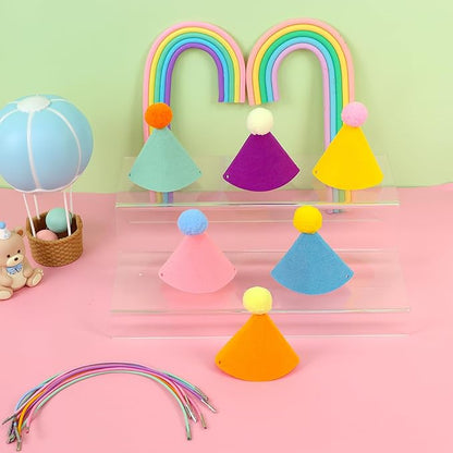 12pcs Mini Party Hats for Stuffed Animals, Birthday Party Cone Hats Dolls Dog Cat Rabbit Puppies Assorted Animal Birthday Decorations