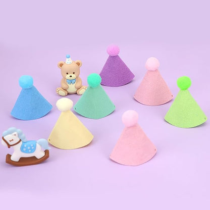 12pcs Mini Party Hats for Stuffed Animals, Macaron Hats for Dolls Dog Cat Rabbit Puppies Birthday Party Cone Hats Photo Prop