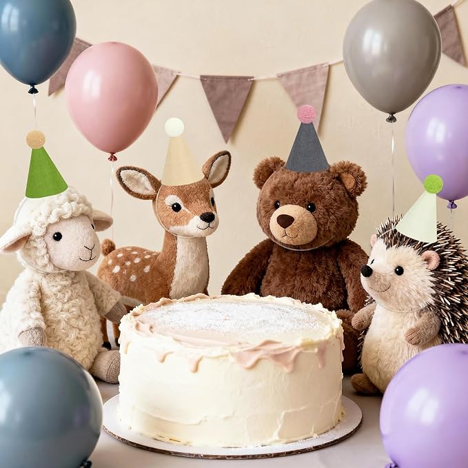 12pcs Mini Party Hats for Stuffed Animals, Morandi Hats Party for Dolls Dog Cat Rabbit Puppies Birthday Party Cone Hats Photo Prop