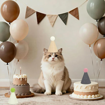 12pcs Mini Party Hats for Stuffed Animals, Morandi Hats Party for Dolls Dog Cat Rabbit Puppies Birthday Party Cone Hats Photo Prop
