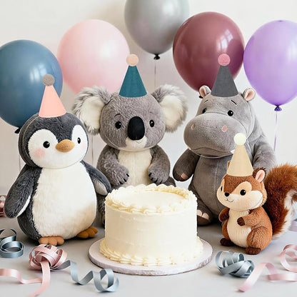 12pcs Mini Party Hats for Stuffed Animals, Morandi Hats Party for Dolls Dog Cat Rabbit Puppies Birthday Party Cone Hats Photo Prop