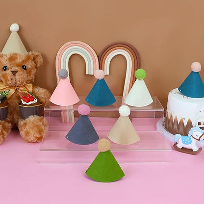 12pcs Mini Party Hats for Stuffed Animals, Morandi Hats Party for Dolls Dog Cat Rabbit Puppies Birthday Party Cone Hats Photo Prop