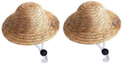 1Pc Light Brown Novelty Summer Adjustable Pet Dog Outdoor Straw Hat Puppy Small Kitty Cat Sunhats Dog Hat, Apparel and Accessories