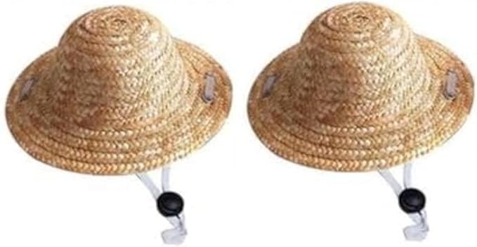 1Pc Light Brown Novelty Summer Adjustable Pet Dog Outdoor Straw Hat Puppy Small Kitty Cat Sunhats Dog Hat, Apparel and Accessories