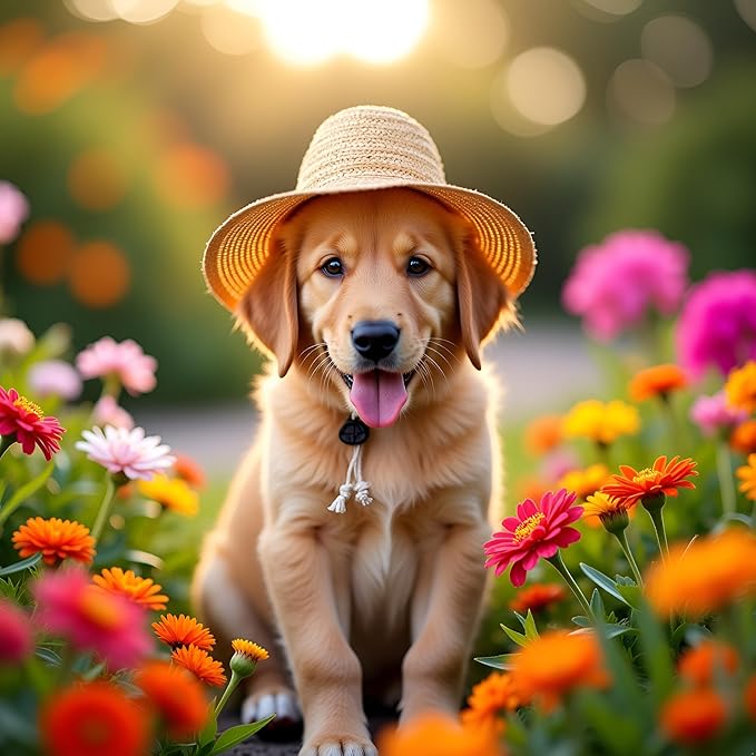 1Pc Novelty Summer Adjustable Pet Dog Outdoor Straw Hat Puppy Small Kitty Cat Sunhats Dog Hat