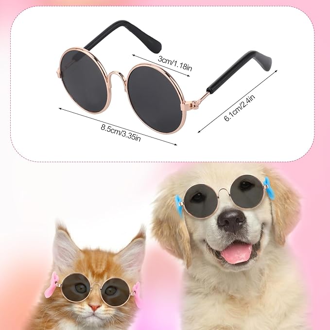 2 Set Medium Dog Baseball Hat with Ear Holes and Pet Sunglasses for Beach, Dog Baseball Cap Puppy Sun Hats for Medium Dogs (Pink, Blue)