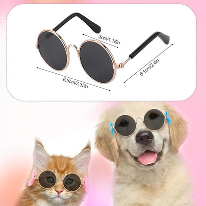 2 Set Medium Dog Baseball Hat with Ear Holes and Pet Sunglasses for Beach, Dog Baseball Cap Puppy Sun Hats for Medium Dogs (Pink, Blue)