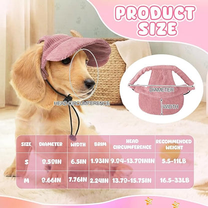 2 Set Small Dog Baseball Hat with Ear Holes and Pet Sunglasses for Beach, Dog Baseball Cap Puppy Sun Hats for Small Dogs (Pink, Blue)