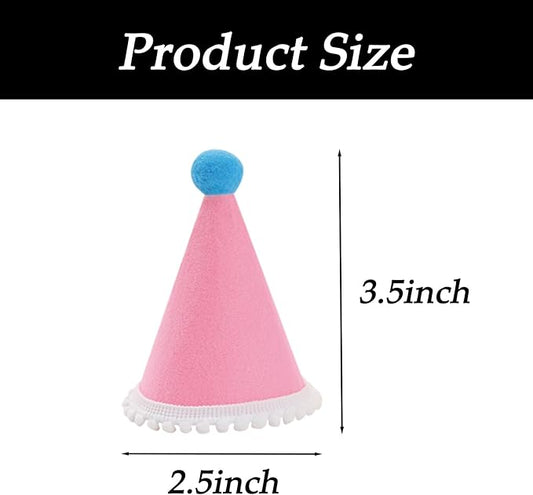 20 Pcs Dog Birthday Hat Set for Small Medium Dogs Cat Puppies, Mini Party Hat with Adjustable Headbands, Cute Pet Hat with Pompons for Birthday Christmas Party Decoration Accessories (Mini 2.5 Inch)