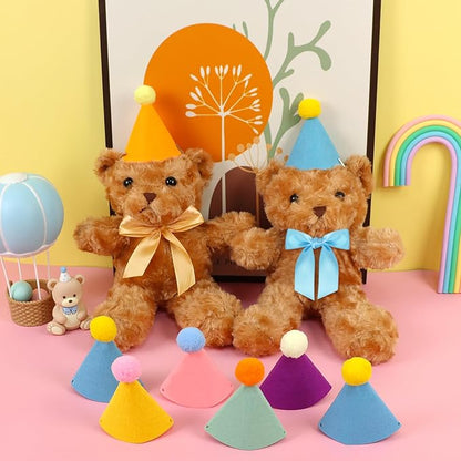 24pcs Mini Party Hats for Stuffed Animals, Birthday Party Cone Hats Dolls Dog Cat Rabbit Puppies Assorted Animal Birthday Decorations