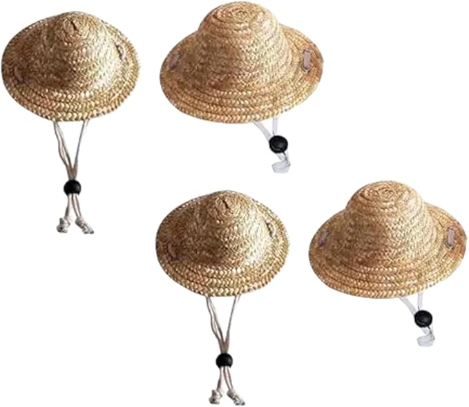 2Pc Novelty Summer Adjustable Pet Dog Outdoor Straw Hat Puppy Small Kitty Cat Sunhats Dog Hat