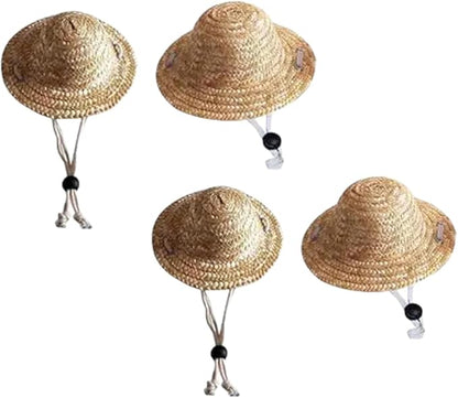 2Pc Novelty Summer Adjustable Pet Dog Outdoor Straw Hat Puppy Small Kitty Cat Sunhats Dog Hat