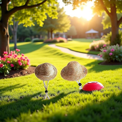 2Pc Novelty Summer Adjustable Pet Dog Outdoor Straw Hat Puppy Small Kitty Cat Sunhats Dog Hat