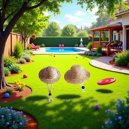 2Pc Novelty Summer Adjustable Pet Dog Outdoor Straw Hat Puppy Small Kitty Cat Sunhats Dog Hat