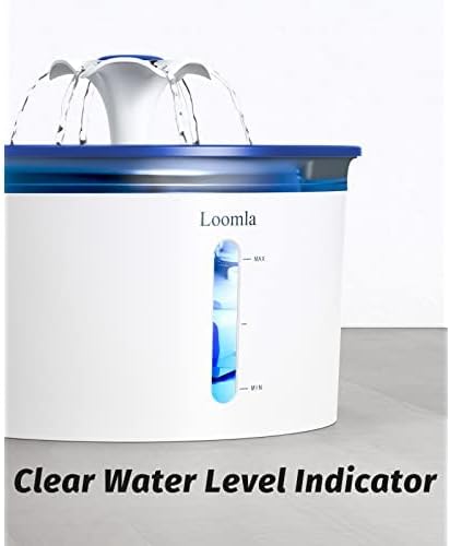 Loomla Cat Water Fountain, 85oz/2.5L Pet Water Fountain Indoor, Automatic Dog Water Dispenser with Switchable LED Lights, 2 Replacement Filters for Cats, Dogs, Pets (Navy Blue), VC1471