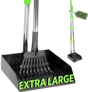 T2Y 48.8" Extra Long Handle Dog Pooper Scooper for Large Dogs, Heavy Duty Metal Poop Scooper for Yard, Stainless Steel Dog Poop Rake and Tray Set, Rust-Proof Pet Waste Removal for Grass/Gravel/Dirt