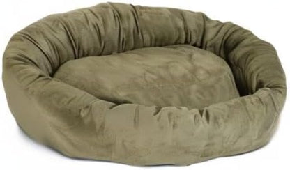 Majestic Pet 52 Inch Suede Calming Dog Bed Washable – Cozy Soft Round Dog Bed with Spine Support for Dogs to Rest Their Head - Fluffy Donut Dog Bed 52x35x11 (Inch) - Round Pet Bed X- Large – Sage