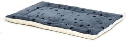 MidWest Homes for Pets XS QuietTime Reversible Paw Print Pet Bed, Soft Faux Fur & Fleece 22-Inch Crate Mat for Small Dogs & Cats, Machine Washable, Blue and Cream