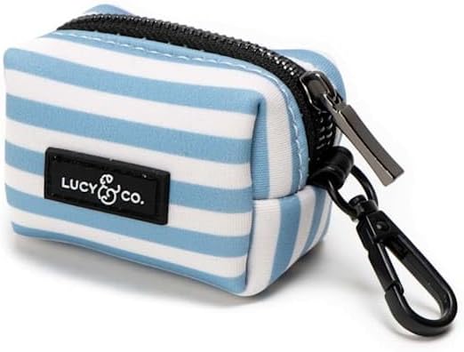 Lucy & Co. Set Sail Poop Bag Holder - Cute Designer Pet Waste Bag Dispenser, One Size, Blue & White Stripes