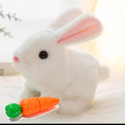 Easter Bunny Toy, Rabbit Interactive Hopping Electronic Pet Plush Bunny Toy with Sounds and Movements Animated Walking Wiggle Ears Twitch Nose (White)