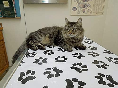 Ezee~Visit Black and White Dog Paw Print Pet Vet Mat (Small)