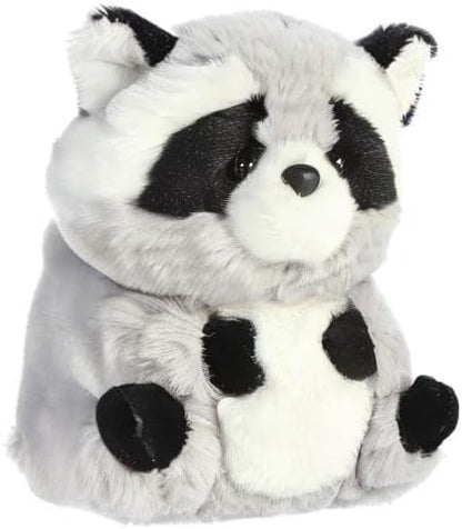 Aurora® Round Rolly Pet™ Ripley Raccoon Stuffed Animal - Adorable Companions - On-The-Go Fun - Gray 5 Inches