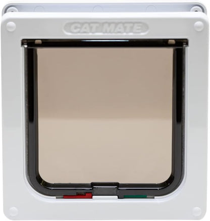 Cat Mate 4-Way-Locking Cat Flap Bundle, Includes Pet Door (235) & Wall Liner (303) - Secure Lockable Door for Small to Medium Sized Cats, for UPVC, Wood and Wall, White
