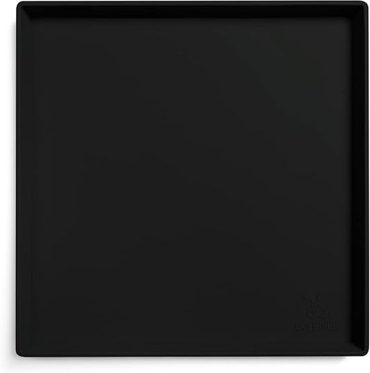 DogBuddy Dog Food Mat – Waterproof Dog Bowl Mat for Food and Water, Silicone Pet Feeding Mats for Floors, Non-Slip Placemat with High Edges for Dogs Bowls, Puppy Essentials (XS: 11" x 11", Black)