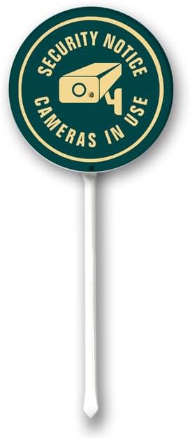 Uptell Metal Round Camera Security Service Video Surveillance Warning Yard Sign 9.2x9.2 Inch Classic Outdoor Lawn Decorations, Protect Your Grass & Property,With Stake 12.8"