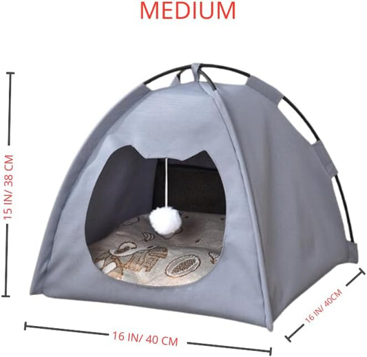 GLOBHARB Cat Tent, Cat Tent Bed, Tent for Cats, Cat Tent Bed for Indoor Cats, Tent for Cats Indoor, Mini Tent for Pets, Tiny Cat Tent, Cat House Tent, Tents For Cats, Mini Tent for Cats (BLUE-GRAY, M)