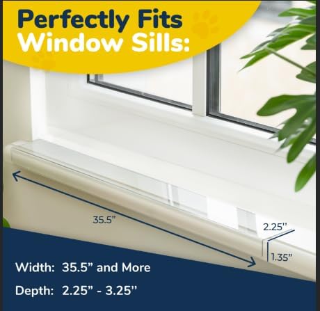 PROTECTO 2-Pack Window Sill Protector from Dogs 35.5 x 3.25 Clear Window Guards from Cats Scratching, Chewing & Clawing | Keep Your Sills Smooth & Paws Safe | Ultra Strong Window Sill Cover Protection