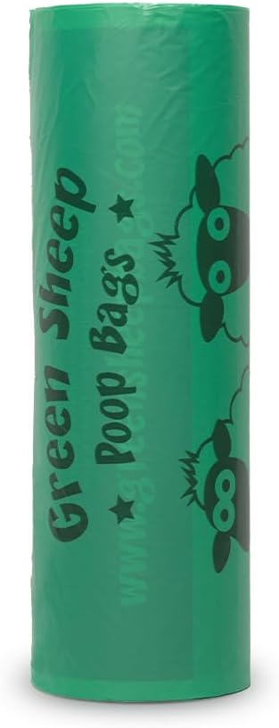 Green Sheep Dog Poop Bags & Cat Litter Bags, 315 Unscented Waste Bags, Made with Corn Starch, PLA & PBAT, Doggie Bags for Poop, Poo Bags Rolls for Dogs & Cats