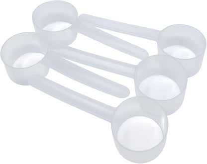 8 Teaspoon (39 mL | 1.32 Oz.) Long Handle Plastic Measuring Scoop for Coffee, Protein Powder, Pet Food, Spices, Grains, Dry Goods – Food-Grade BPA-Free (Pack of 5)